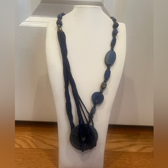 Blue Gobi Afghan Wrapped Lapis lariat-style Necklace - Picture 1 of 6